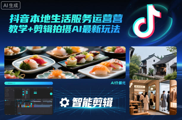 抖音本地生活服务运营教学+剪辑拍摄AI最新玩法网赚库-项目库-轻创网-中创网-福缘网-冒泡网-资源之家-魔方项目库网赚库