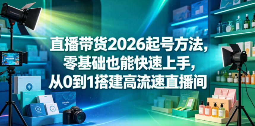 直播带货2026起号方法，零基础也能快速上手，从0到1搭建高流速直播间网赚库-项目库-轻创网-中创网-福缘网-冒泡网-资源之家-魔方项目库网赚库