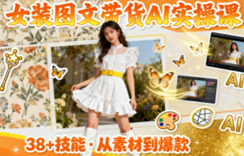 女装图文带货的AI实操课，覆盖38个实用技能，快速提升素材制作效率网赚库-项目库-轻创网-中创网-福缘网-冒泡网-资源之家-魔方项目库网赚库