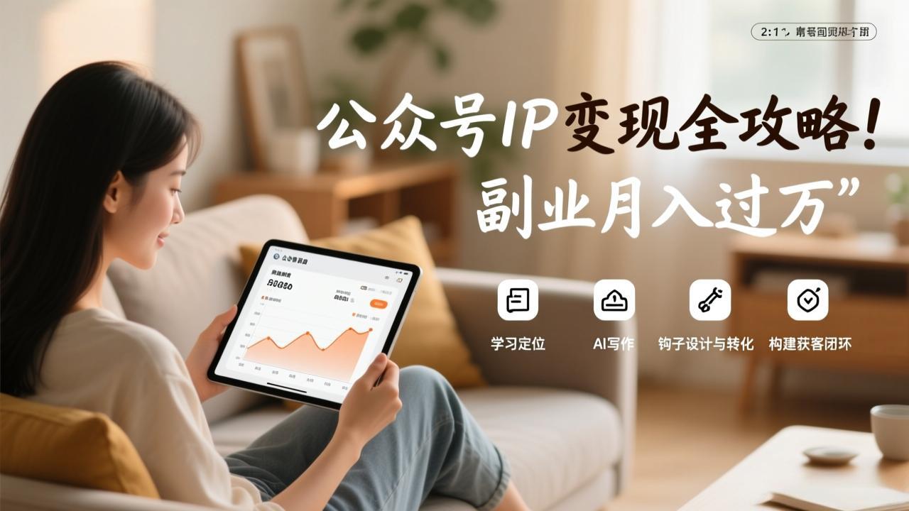 公众号IP变现全攻略，学习定位、AI写作、钩子设计与转化，构建获客闭环，副业月入过万网赚库-项目库-轻创网-中创网-福缘网-冒泡网-资源之家-魔方项目库网赚库