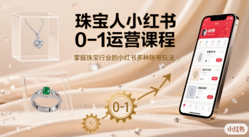 珠宝人小红书0-1运营课程，掌握珠宝行业的小红书多种账号玩法网赚库-项目库-轻创网-中创网-福缘网-冒泡网-资源之家-魔方项目库网赚库