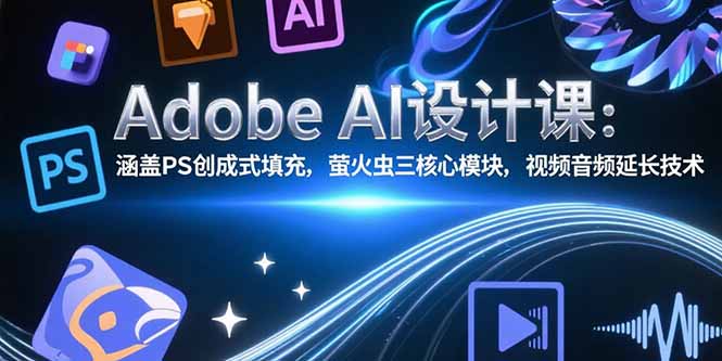 Adobe AI设计课：涵盖PS创成式填充，萤火虫三核心模块，视频音频延长技术网赚库-项目库-轻创网-中创网-福缘网-冒泡网-资源之家-魔方项目库网赚库