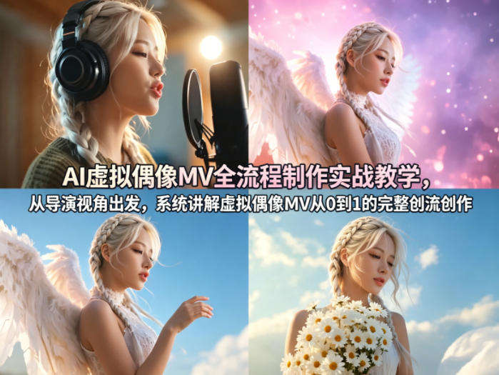 AI虚拟偶像MV全流程制作实战教学，从导演视角出发，系统讲解虚拟偶像MV从0到1的完整创作流程网赚库-项目库-轻创网-中创网-福缘网-冒泡网-资源之家-魔方项目库网赚库