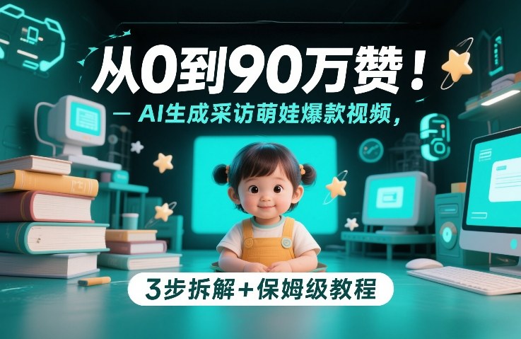 从0到90万赞：AI生成采访萌娃爆款视频，3步拆解+保姆级教程网赚库-项目库-轻创网-中创网-福缘网-冒泡网-资源之家-魔方项目库网赚库