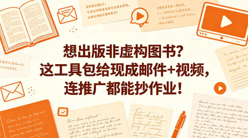 想出版非虚构图书？这工具包给现成邮件+视频，连推广都能抄作业！【原创双语字幕】网赚库-项目库-轻创网-中创网-福缘网-冒泡网-资源之家-魔方项目库网赚库
