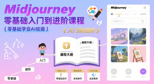 midjourney零基础入门到进阶课程，零基础学会AI绘画网赚库-项目库-轻创网-中创网-福缘网-冒泡网-资源之家-魔方项目库网赚库