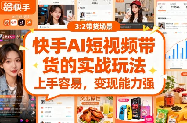 快手ai短视频带货的实战玩法，上手容易，变现能力强网赚库-项目库-轻创网-中创网-福缘网-冒泡网-资源之家-魔方项目库网赚库