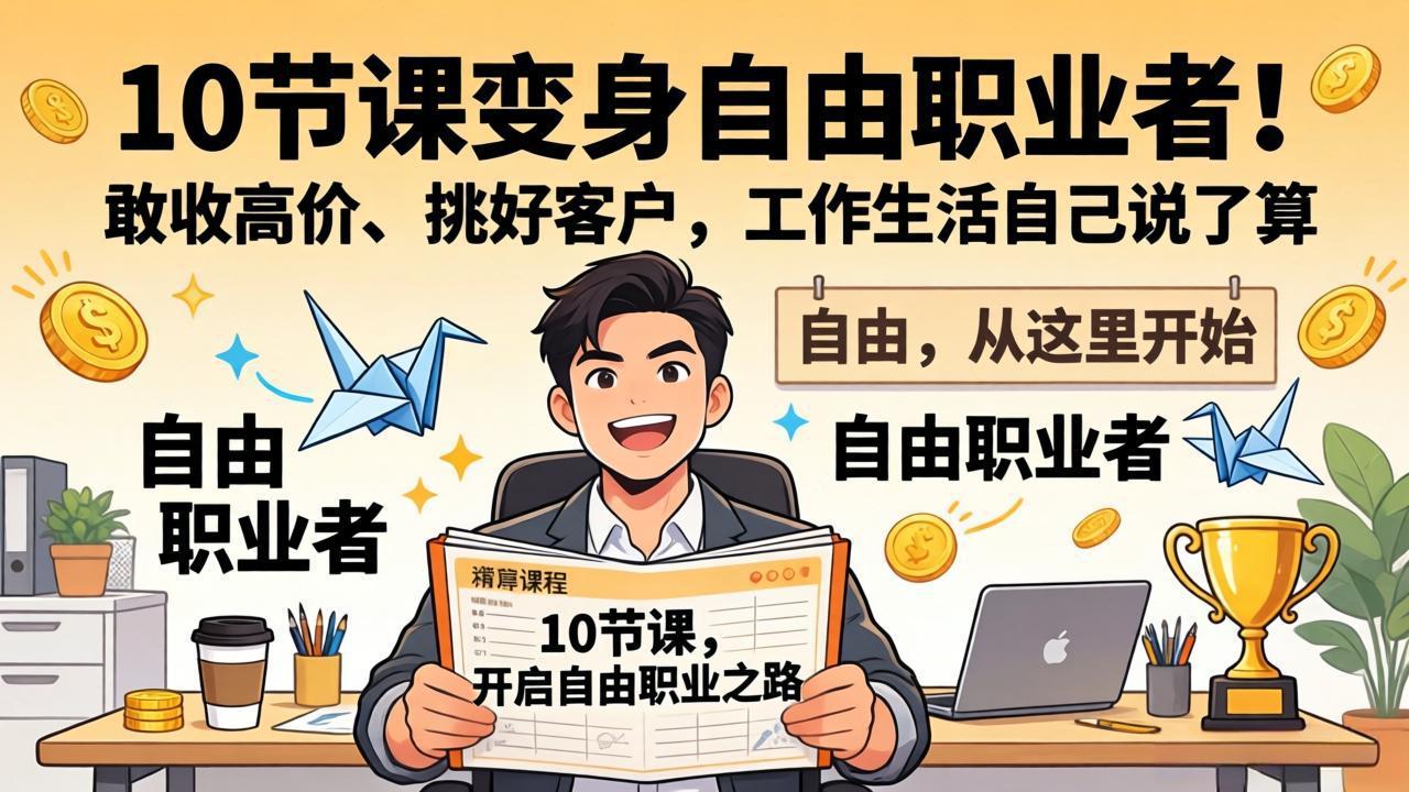 10 节课变身自由职业者！敢收高价、挑好客户，工作生活自己说了算网赚库-项目库-轻创网-中创网-福缘网-冒泡网-资源之家-魔方项目库网赚库