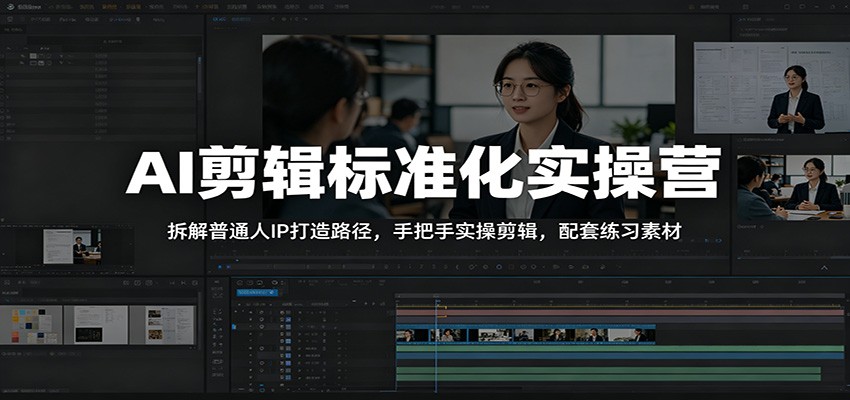 AI剪辑标准化实操营：拆解普通人IP打造路径，手把手实操剪辑，配套练习素材网赚库-项目库-轻创网-中创网-福缘网-冒泡网-资源之家-魔方项目库网赚库
