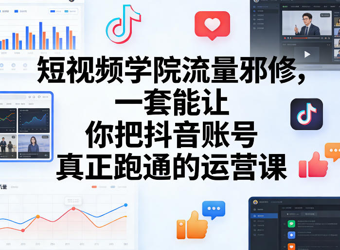 短视频学院流量邪修，一套能让你把抖音账号真正跑通的运营课网赚库-项目库-轻创网-中创网-福缘网-冒泡网-资源之家-魔方项目库网赚库