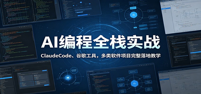 AI编程全栈实战：ClaudeCode、谷歌工具，多类软件项目完整落地教学网赚库-项目库-轻创网-中创网-福缘网-冒泡网-资源之家-魔方项目库网赚库