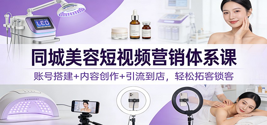 同城美容短视频营销体系课：账号搭建+内容创作+引流到店，轻松拓客锁客网赚库-项目库-轻创网-中创网-福缘网-冒泡网-资源之家-魔方项目库网赚库