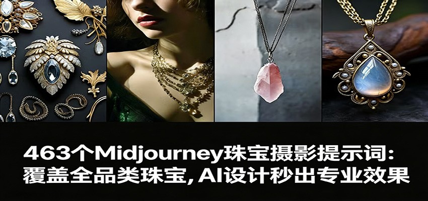 463个Midjourney珠宝摄影提示词：覆盖全品类珠宝，AI设计秒出专业效果网赚库-项目库-轻创网-中创网-福缘网-冒泡网-资源之家-魔方项目库网赚库