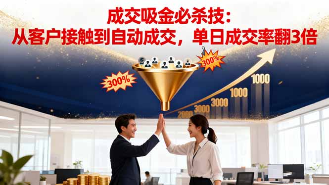 吸金成交营销必杀技：从客户接触到自动成交，单日成交率翻3倍网赚库-项目库-轻创网-中创网-福缘网-冒泡网-资源之家-魔方项目库网赚库