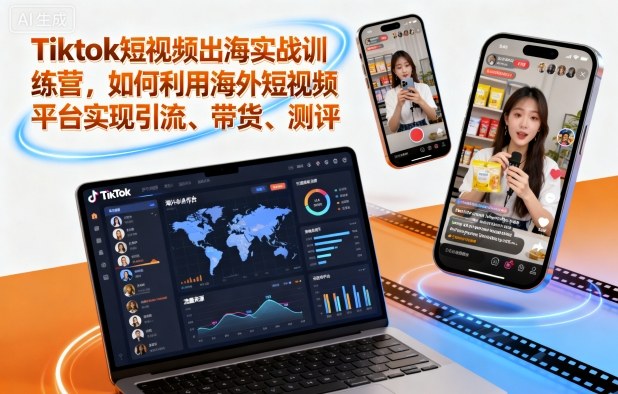 Tiktok短视频出海实战训练营，如何利用海外短视频平台实现引流、带货、测评网赚库-项目库-轻创网-中创网-福缘网-冒泡网-资源之家-魔方项目库网赚库