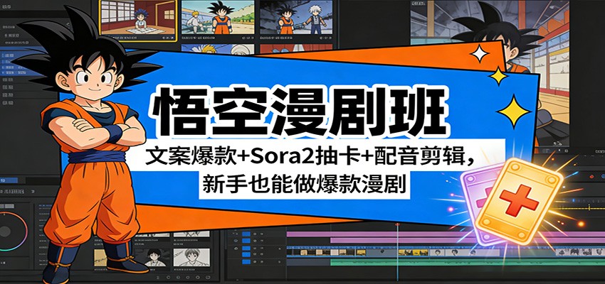 悟空漫剧班：文案爆款+Sora2抽卡+配音剪辑，新手也能做爆款漫剧网赚库-项目库-轻创网-中创网-福缘网-冒泡网-资源之家-魔方项目库网赚库