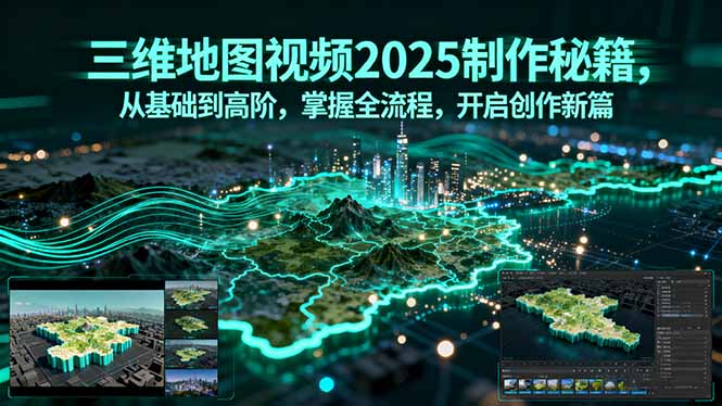 三维地图视频2025制作秘籍，从基础到高阶，掌握全流程，开启创作新篇网赚库-项目库-轻创网-中创网-福缘网-冒泡网-资源之家-魔方项目库网赚库