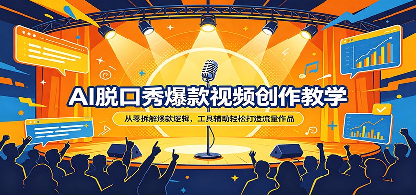 AI脱口秀爆款视频创作教学：从零拆解爆款逻辑，工具辅助轻松打造流量作品网赚库-项目库-轻创网-中创网-福缘网-冒泡网-资源之家-魔方项目库网赚库