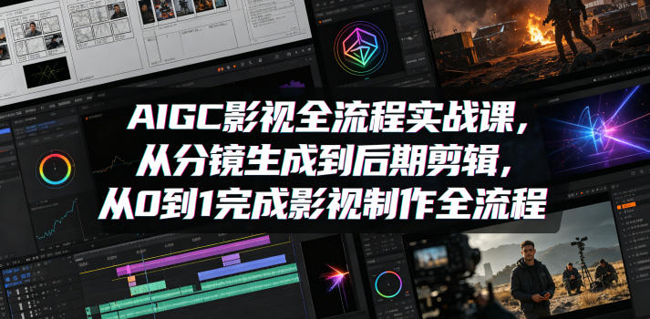 AIGC影视全流程实战课,从分镜生成到后期剪辑,从0到1完成影视制作全流程网赚库-项目库-轻创网-中创网-福缘网-冒泡网-资源之家-魔方项目库网赚库