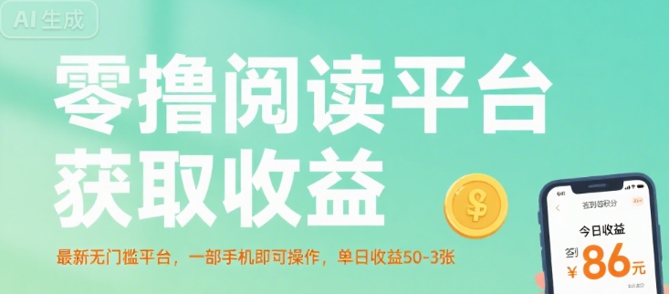 零撸阅读平台获取收益，最新无门槛平台，一部手机即可操作，单日收益50-3张【揭秘】网赚库-项目库-轻创网-中创网-福缘网-冒泡网-资源之家-魔方项目库网赚库