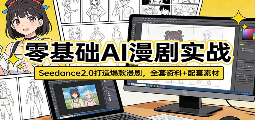 零基础AI漫剧实战：Seedance2.0打造爆款漫剧，全套资料+配套素材网赚库-项目库-轻创网-中创网-福缘网-冒泡网-资源之家-魔方项目库网赚库