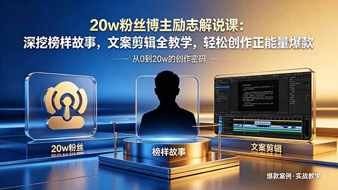 20w粉丝博主励志解说课:深挖榜样故事,文案剪辑全教学,轻松创作正能量爆款网赚库-项目库-轻创网-中创网-福缘网-冒泡网-资源之家-魔方项目库网赚库