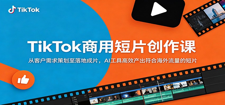 TikTok商用短片创作课：从客户需求策划至落地成片，AI工具高效产出符合海外流量的短片网赚库-项目库-轻创网-中创网-福缘网-冒泡网-资源之家-魔方项目库网赚库