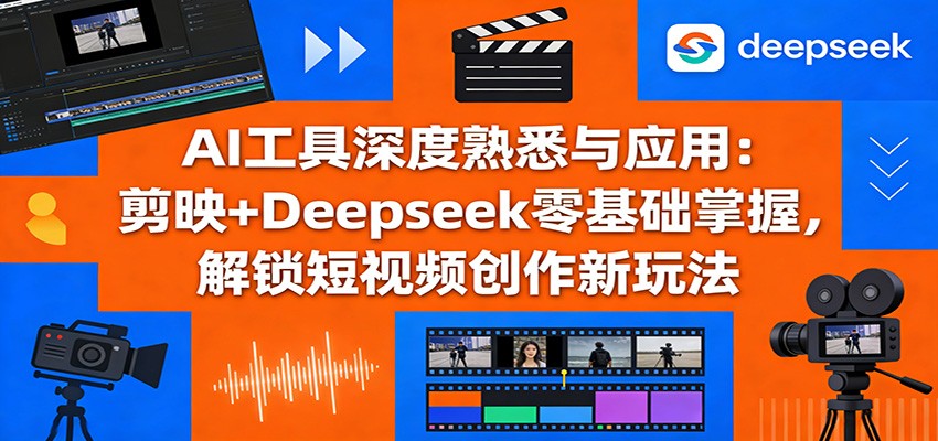 AI工具深度熟悉与应用：剪映+Deepseek零基础掌握，解锁短视频创作新玩法网赚库-项目库-轻创网-中创网-福缘网-冒泡网-资源之家-魔方项目库网赚库