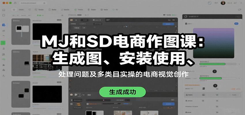 MJ和SD电商作图课：生成图、安装使用、处理问题及多类目实操的电商视觉创作网赚库-项目库-轻创网-中创网-福缘网-冒泡网-资源之家-魔方项目库网赚库