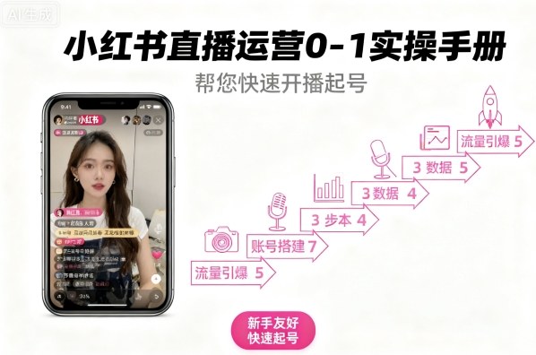 小红书直播运营0-1实操手册，帮您快速开播起号网赚库-项目库-轻创网-中创网-福缘网-冒泡网-资源之家-魔方项目库网赚库