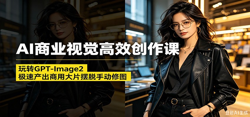 AI商业视觉高效创作课:玩转GPT-Image2,极速产出商用大片摆脱手动修图(更新)网赚库-项目库-轻创网-中创网-福缘网-冒泡网-资源之家-魔方项目库网赚库
