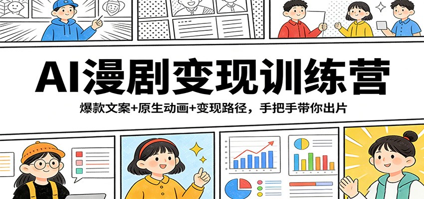 AI漫剧变现训练营：爆款文案+原生动画+变现路径，手把手带你出片网赚库-项目库-轻创网-中创网-福缘网-冒泡网-资源之家-魔方项目库网赚库