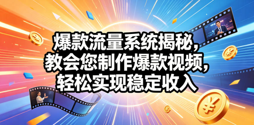 爆款流量系统揭秘，教会您制作爆款视频，轻松实现稳定收入【原创双语字幕】网赚库-项目库-轻创网-中创网-福缘网-冒泡网-资源之家-魔方项目库网赚库