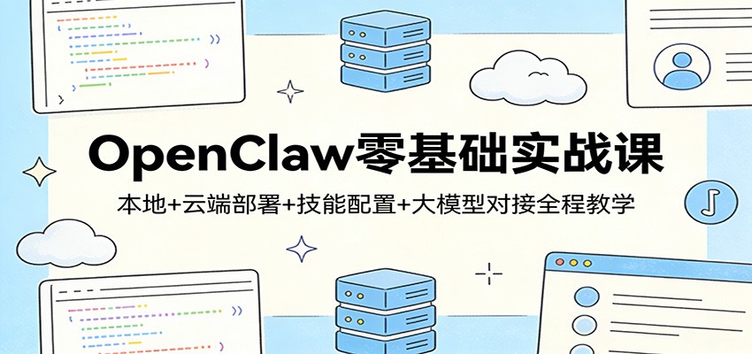 OpenClaw零基础实战课：本地+云端部署+技能配置+大模型对接全程教学网赚库-项目库-轻创网-中创网-福缘网-冒泡网-资源之家-魔方项目库网赚库
