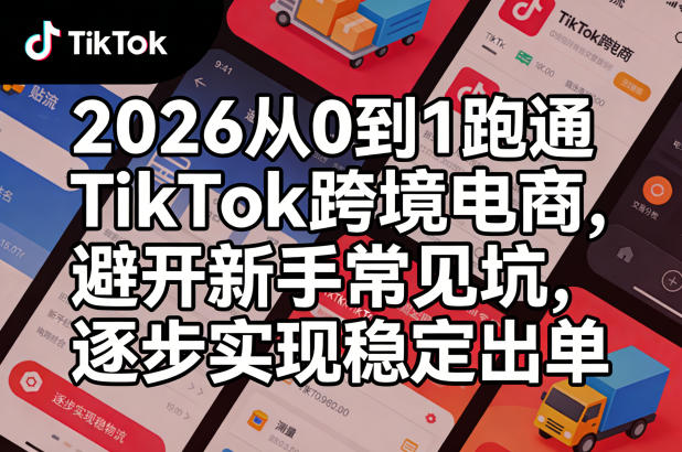 2026从0到1跑通TikTok跨境电商，避开新手常见坑，逐步实现稳定出单网赚库-项目库-轻创网-中创网-福缘网-冒泡网-资源之家-魔方项目库网赚库