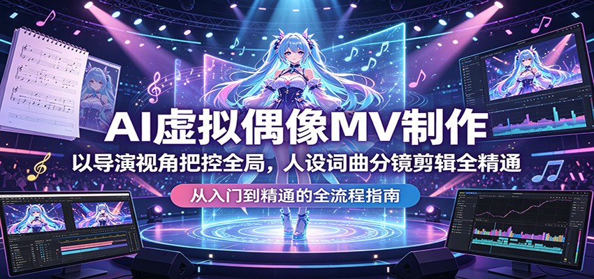AI虚拟偶像MV制作:以导演视角把控全局,人设词曲分镜剪辑全精通网赚库-项目库-轻创网-中创网-福缘网-冒泡网-资源之家-魔方项目库网赚库