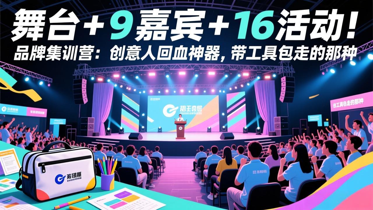 舞台 + 9 嘉宾 + 16 活动！品牌集训营：创意人回血神器，带工具包走的那种网赚库-项目库-轻创网-中创网-福缘网-冒泡网-资源之家-魔方项目库网赚库