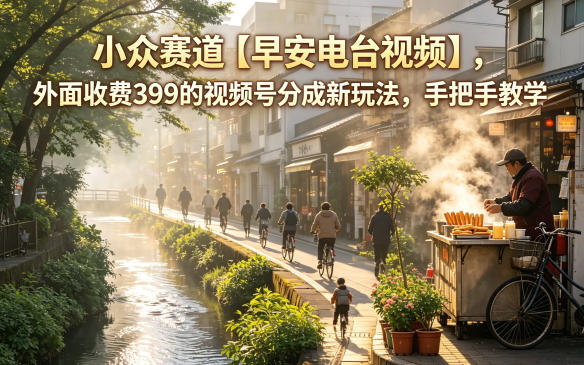 小众赛道【早安电台视频】，外面收费399的视频号分成新玩法，手把手教学网赚库-项目库-轻创网-中创网-福缘网-冒泡网-资源之家-魔方项目库网赚库