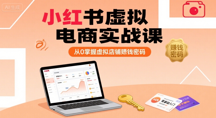 小红书虚拟电商实战课，从0掌握虚拟店铺賺钱密码网赚库-项目库-轻创网-中创网-福缘网-冒泡网-资源之家-魔方项目库网赚库
