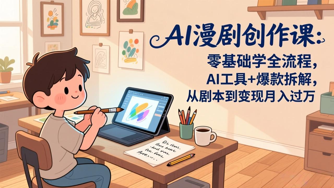 AI漫剧创作课：零基础学全流程，AI工具+爆款拆解，从剧本到变现月入过万网赚库-项目库-轻创网-中创网-福缘网-冒泡网-资源之家-魔方项目库网赚库