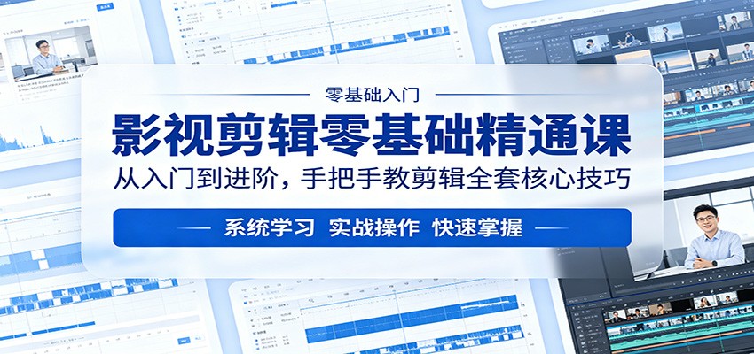 影视剪辑零基础精通课：从入门到进阶，手把手教剪辑全套核心技巧网赚库-项目库-轻创网-中创网-福缘网-冒泡网-资源之家-魔方项目库网赚库