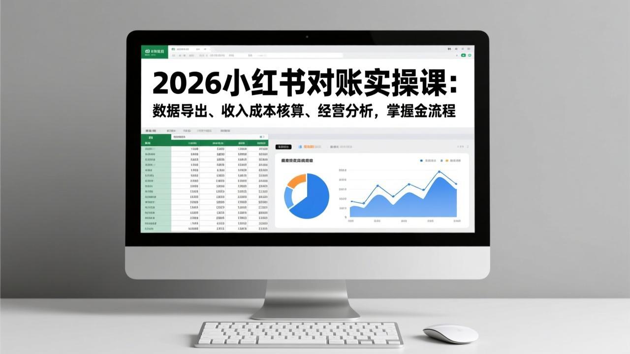 2026小红书对账实操课:数据导出、收入成本核算、经营分析,掌握全流程网赚库-项目库-轻创网-中创网-福缘网-冒泡网-资源之家-魔方项目库网赚库