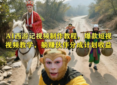 AI西游记视频制作教程,爆款短视频教学,躺賺伙伴分成计划收益网赚库-项目库-轻创网-中创网-福缘网-冒泡网-资源之家-魔方项目库网赚库