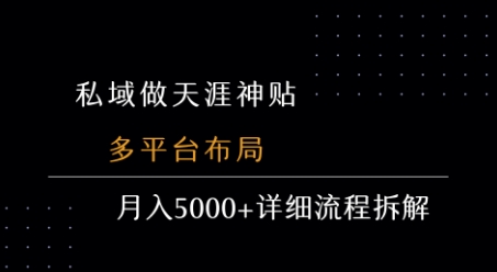 私域做天涯神贴 多平台布局 月入5k+详细流程拆解网赚库-项目库-轻创网-中创网-福缘网-冒泡网-资源之家-魔方项目库网赚库