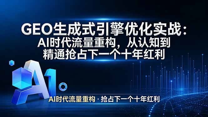 GEO 生成式引擎优化实战：AI时代流量重构，从认知到精通抢占下一个十年红利网赚库-项目库-轻创网-中创网-福缘网-冒泡网-资源之家-魔方项目库网赚库