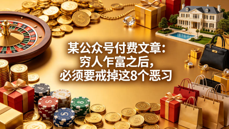 某公众号付费文章：穷人乍富之后，必须要戒掉这8个恶习网赚库-项目库-轻创网-中创网-福缘网-冒泡网-资源之家-魔方项目库网赚库