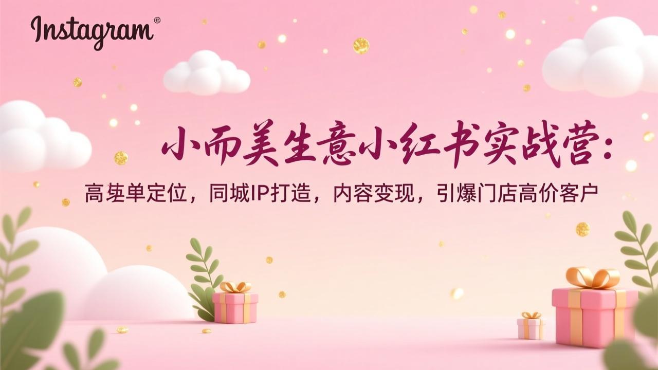 小而美生意小红书实战营：高客单定位，同城IP打造，内容变现，引爆门店高价客户网赚库-项目库-轻创网-中创网-福缘网-冒泡网-资源之家-魔方项目库网赚库