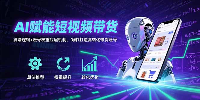 AI赋能短视频带货：算法逻辑+账号权重底层机制，0到1打造高转化带货账号网赚库-项目库-轻创网-中创网-福缘网-冒泡网-资源之家-魔方项目库网赚库