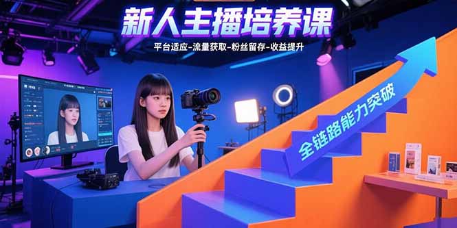 新人主播培养课：平台适应-流量获取-粉丝留存-收益提升 全链路能力突破网赚库-项目库-轻创网-中创网-福缘网-冒泡网-资源之家-魔方项目库网赚库