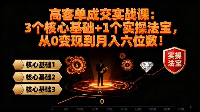 高 客单成交实战课：3个核心基础+1个实操法宝，从0变现到月入六位数！网赚库-项目库-轻创网-中创网-福缘网-冒泡网-资源之家-魔方项目库网赚库